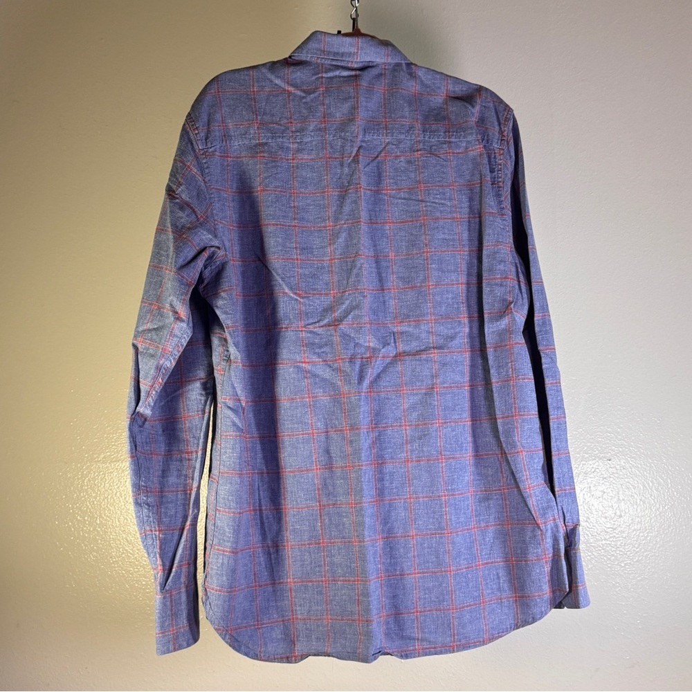 1901 Trim Fit Blue & Red Plaid Button Down Shirt - Medium - Picture 5 of 6
